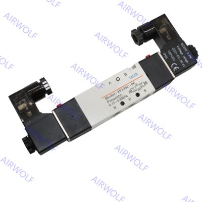 5/2 way, 5/3 way Aluminum alloy Electric Solenoid Valves with 1/8" Port Size -20~+70°C Working Temperature Range and 0.15~0.8MPa Operating Pressure